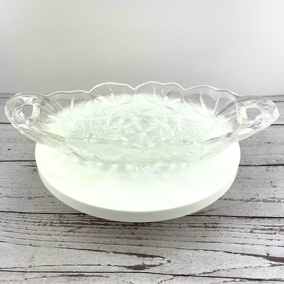 Vtg Indiana Glass Sunflower Relish Tray, Pressed Clear Glass Textured Bowl - Picture 12 of 16